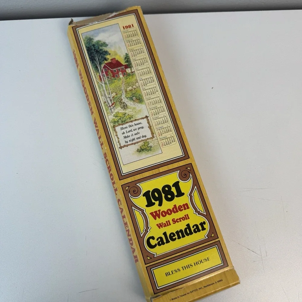 Vtg 1981‎ Bless This House wooden wall scroll farmhouse cottage decor